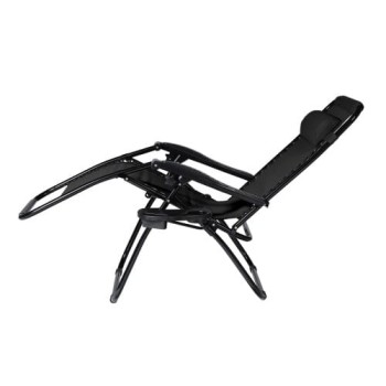Leżak Ogrodowy Fotel Plażowy Składany Automat - Czarny